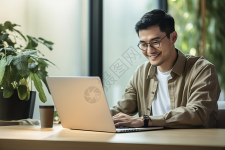 电脑前开心的男人图片