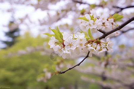 春天下的樱花飘落图片