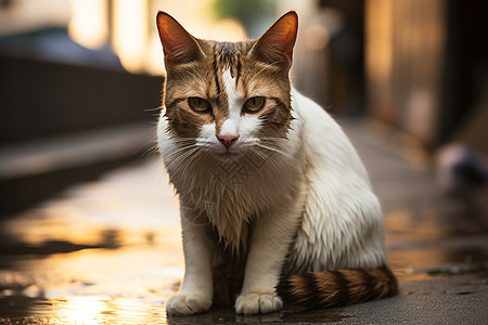 湿漉漉的小猫图片