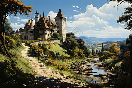中世纪城堡背景图片