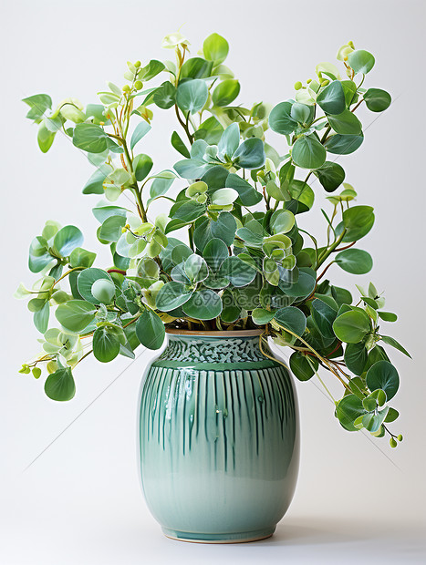 精致的植物装饰花瓶图片
