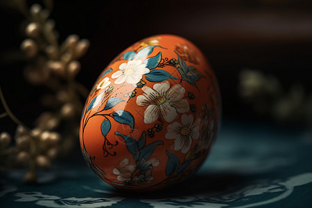 花朵中的复活彩蛋背景图片