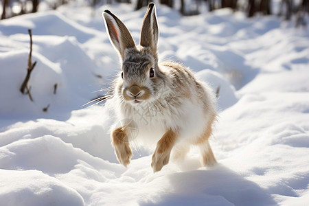 雪中小兔子雪地里的白兔背景