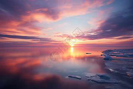 冰山与夕阳的交汇背景图片
