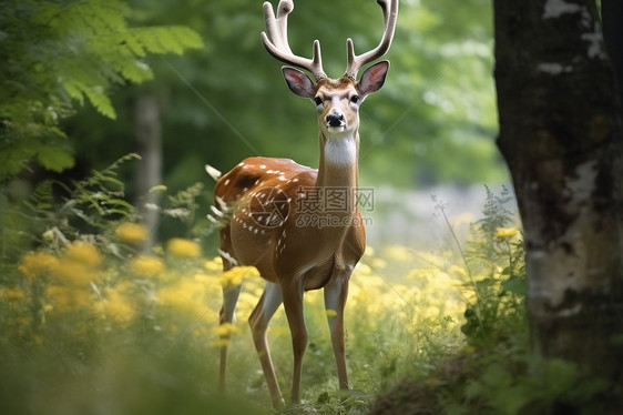 森林中的白尾鹿图片
