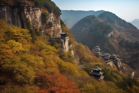 山峰上的建筑图片