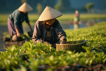 女性在采茶图片