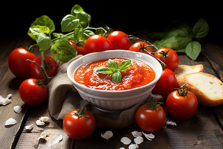 盘上的番茄汤图片