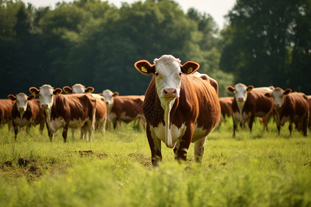 牧场的牛背景图片
