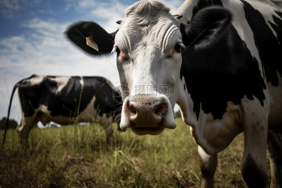 草原上吃草的奶牛图片