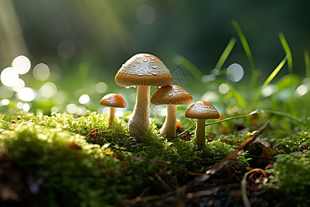 雨后生长的蘑菇图片