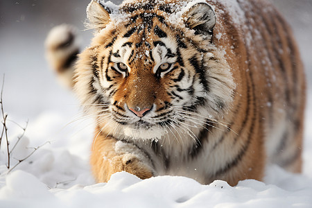 雪中的猛虎图片