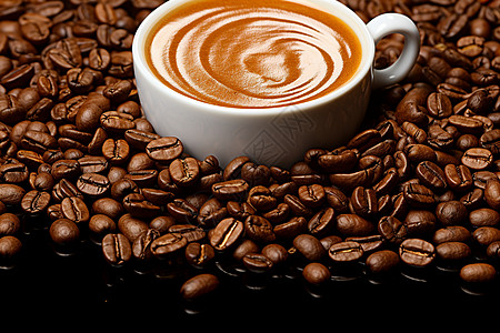 咖啡豆上中的咖啡图片