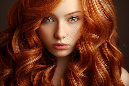 红色卷发的女性图片