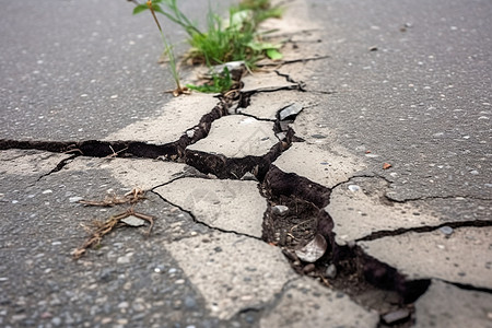 破损的道路地面断裂高清图片