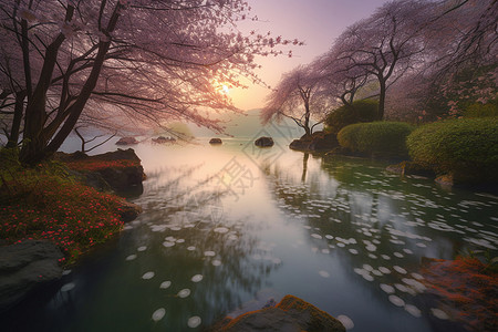 落花流水背景图片