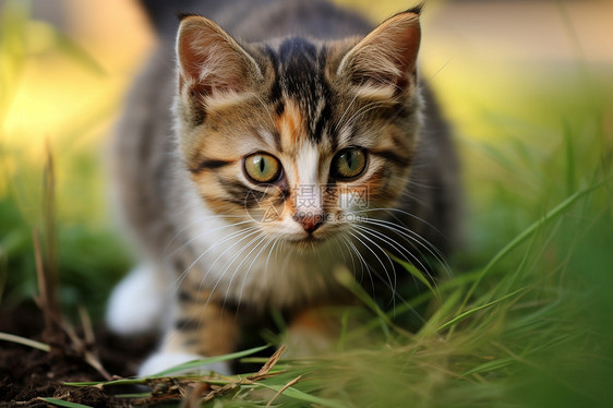 草地上可爱的小猫图片