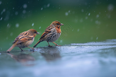 细雨中的野生动物小鸟图片