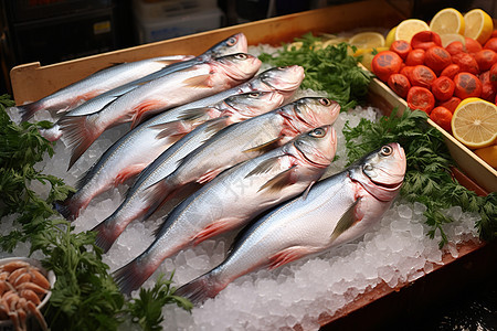 桌面上美味的海鲜鱼图片