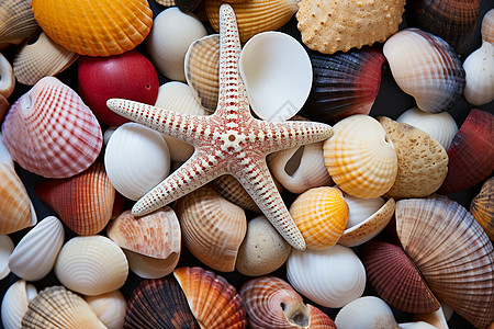海滩上光滑的贝壳图片