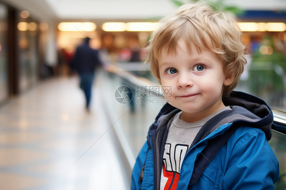 男孩在商场里图片