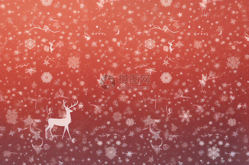 鹿与雪花图片