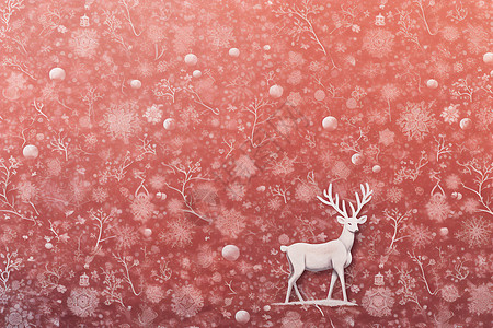 雪地里的小鹿背景图片