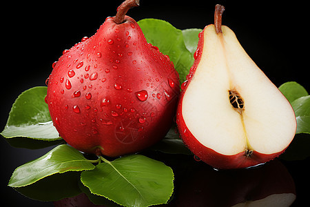 水滴状的红苹果图片
