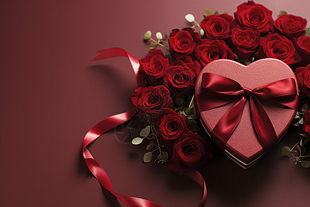 玫瑰和心型礼盒图片
