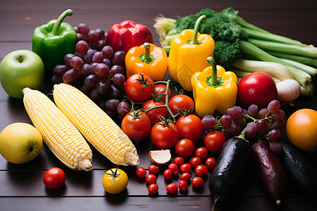 健康饮食一堆蔬菜水果背景