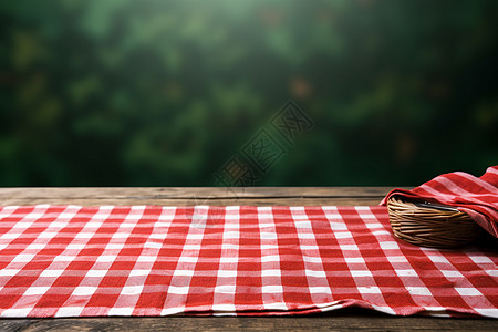 格子桌布草地上的野餐背景