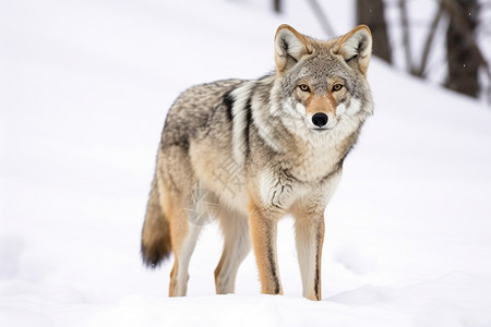 雪地里行走的狼图片