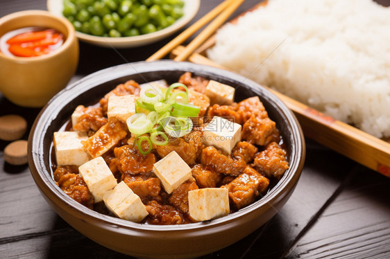 盘子中美味的豆腐美食图片