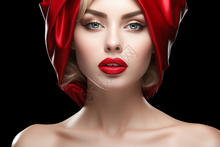 红唇女子的优雅背景图片
