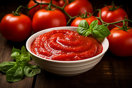 鲜红健康的番茄酱图片