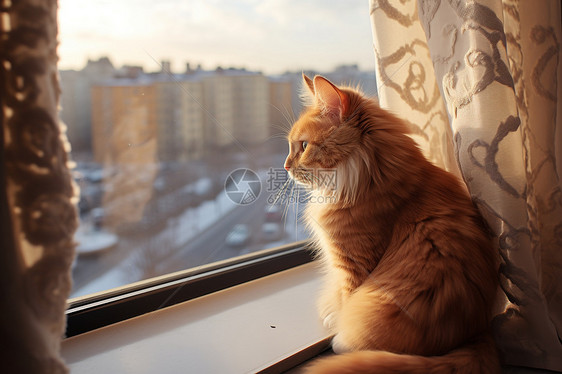 猫咪上的窗台图片