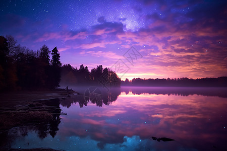 夜晚的星空紫色的天空背景