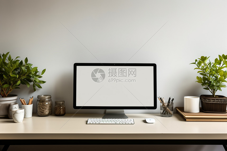 简约清新的办公桌面高清图片下载-正版图片600637537-摄图网