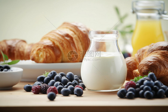桌上丰盛的早餐图片