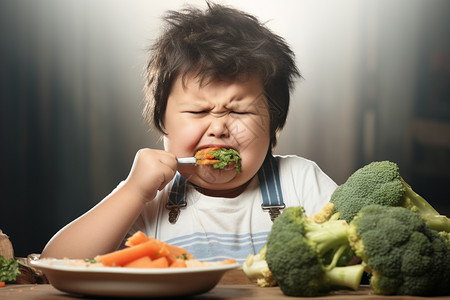 吃美食孩子不爱吃蔬菜的孩子背景