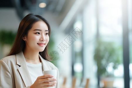咖啡店的商务女子图片