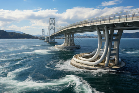 桥下海岸景象背景图片