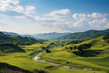 绿色山谷景色图片