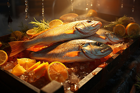 两条海产鱼背景图片