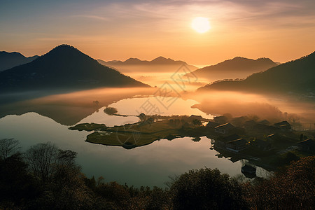 青山湖泊图片