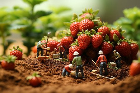 小型草莓收割图片