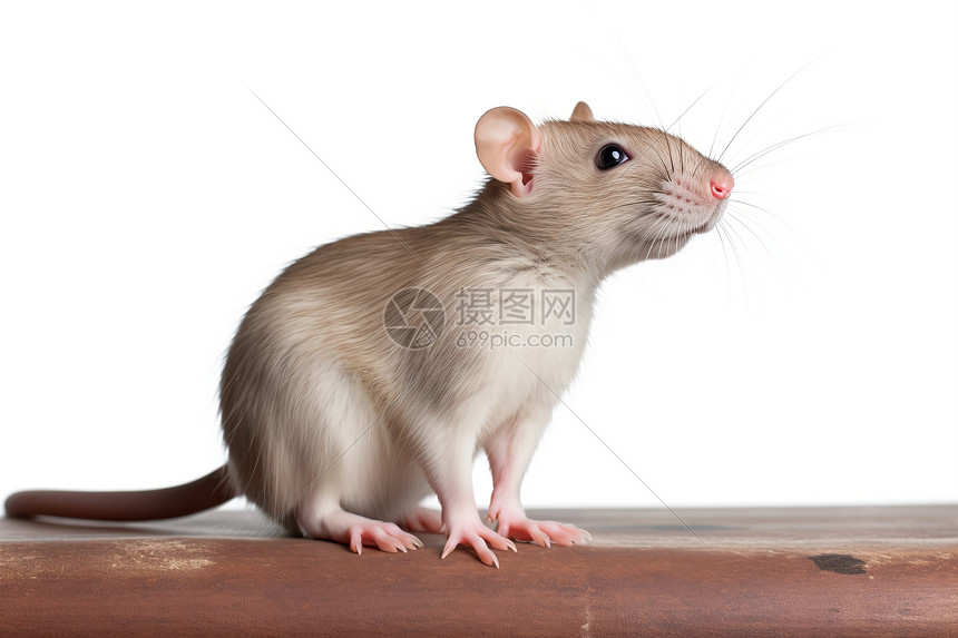 小鼠与木质背景图片