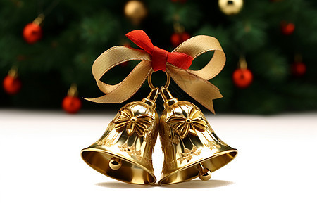 圣诞节的金色铃铛图片