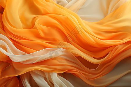 橘黄暖调丝绸褶皱图片
