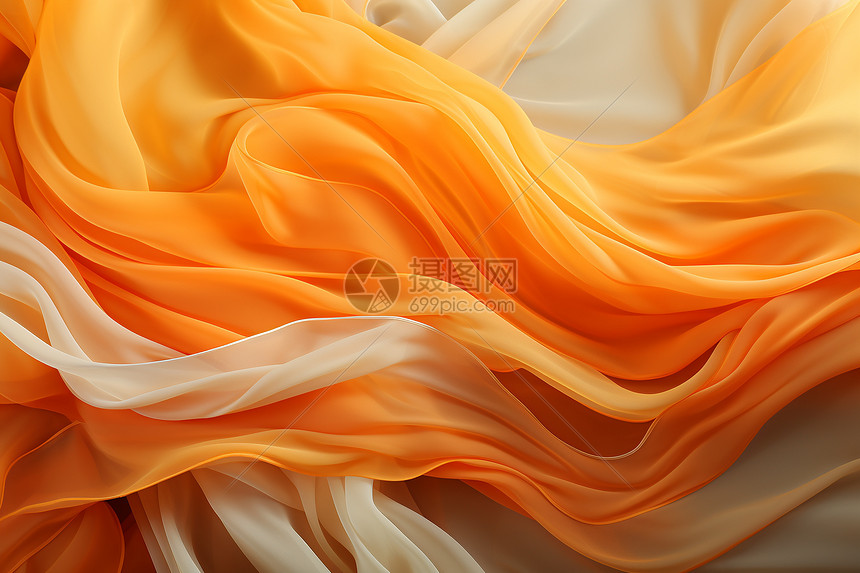 橘黄暖调丝绸褶皱图片